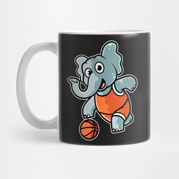 Elephant Basketball Game Day Funny Team Sports B-ball print by theodoros20